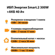 ИБП для котла Энергия Smart 2 300 Вт + Аккумулятор 40 Ач 12 В (300Вт - 73мин) - ИБП и АКБ - ИБП Энергия - ИБП для котлов отопления - Магазин электрооборудования для дома ТурбоВольт